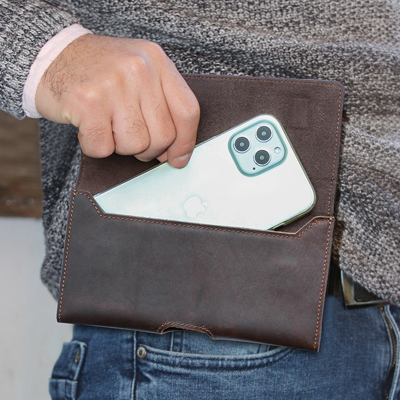 Leatherwork Fasteners - Cowhide Leather Waist Bag Phone Holder