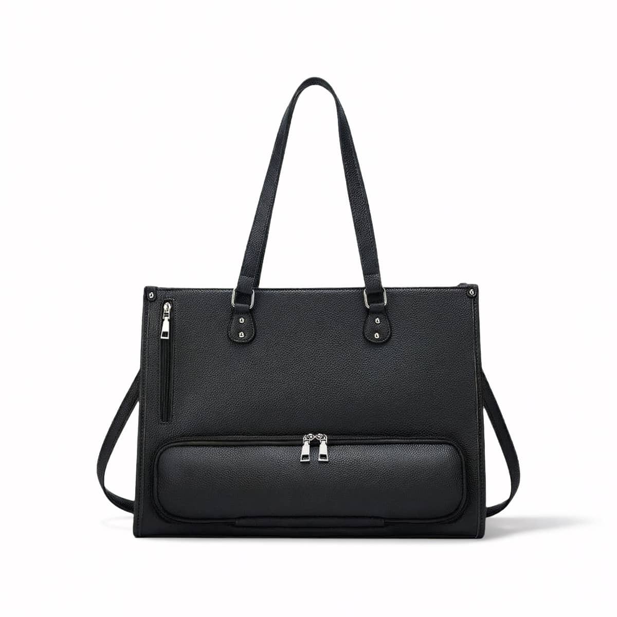 Leather Work Handbags - 2-In-1 Women's Laptop Tote Bag With