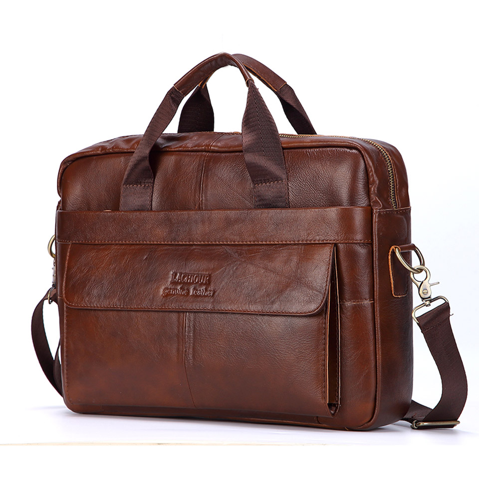 Leather Work Handbags - Men Genuine Leather Handbag Fashion Office