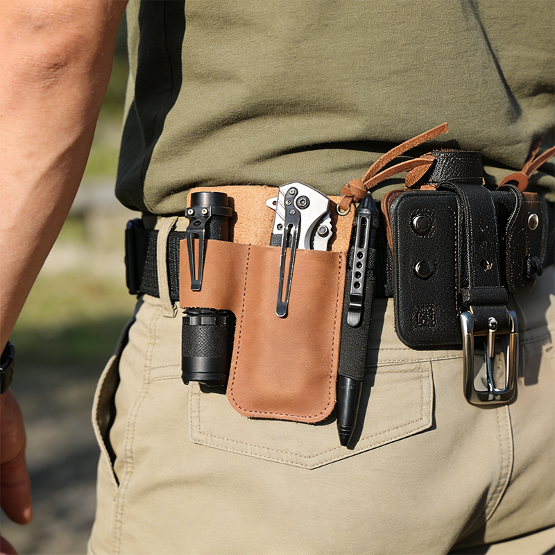 Leatherwork Tools - EDC Leather Flashlight Tool Holster Multi-functional
