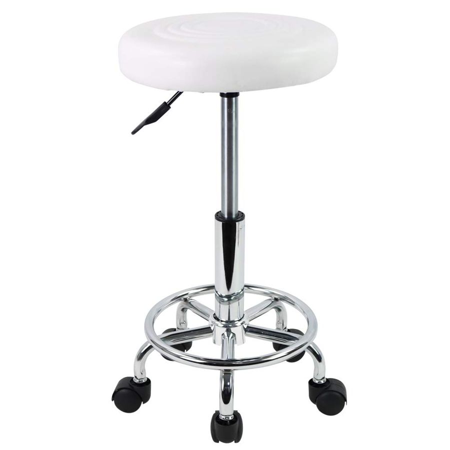 Leatherwork Tattoo - PU Leather Modern Round Rolling Stool