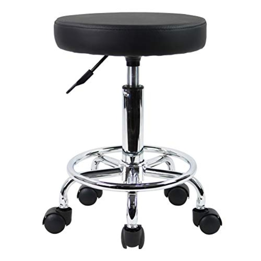 Leatherwork Tattoo - PU Leather Round Rolling Stool with