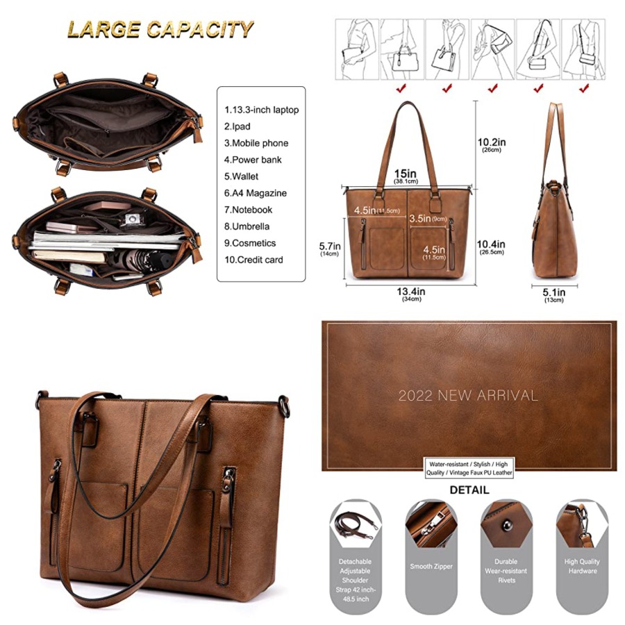 Leather Work Handbags - LOVEVOOK Purses Tote Bag for Women,