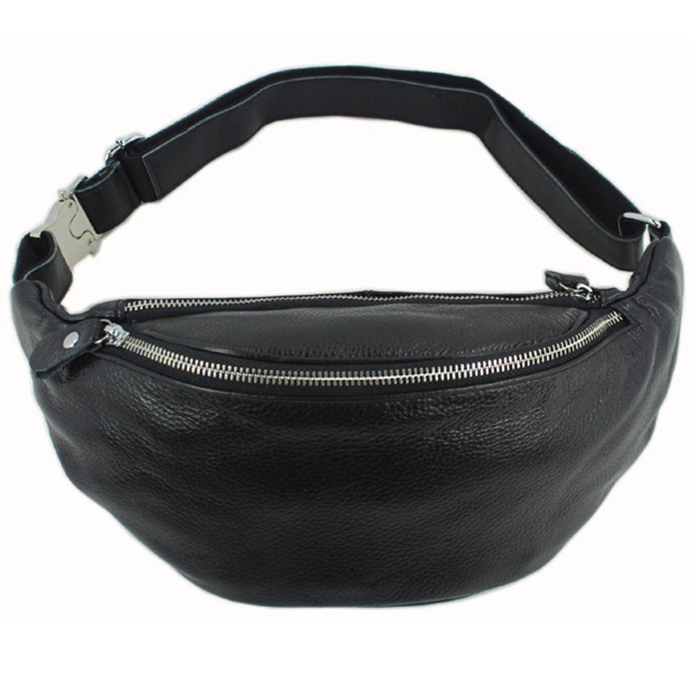 Leatherwork Fasteners - Fashion Genuine Leather waist bag for