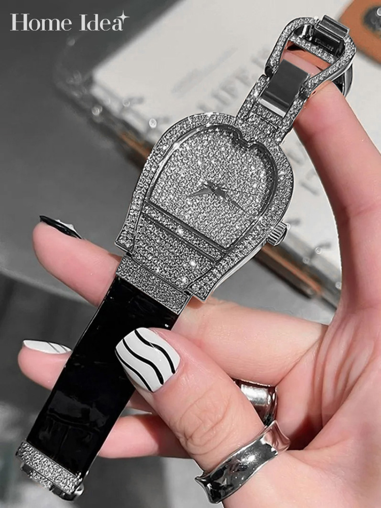 Leatherwork Jewelry - Work Lady Diamonds Shiny Studded Quartz