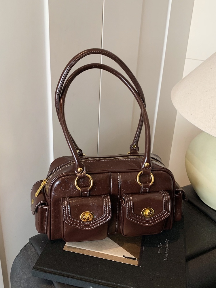Leather Work Handbags - Retro Multi-ket Underarm Bag Women's Handbag