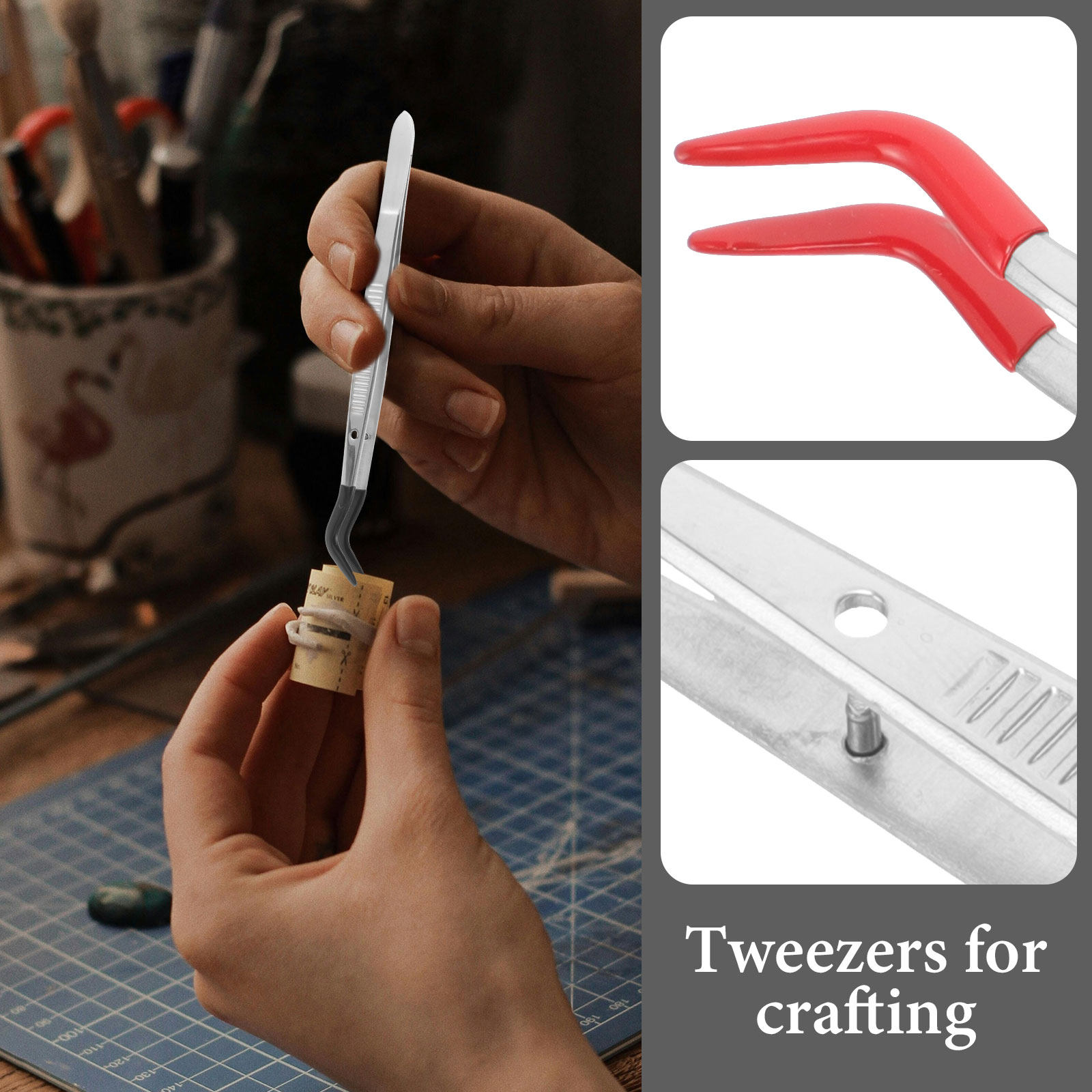 Leatherwork Jewelry - 2Pcs Stainless Steel Stamp Tweezers Eyelash