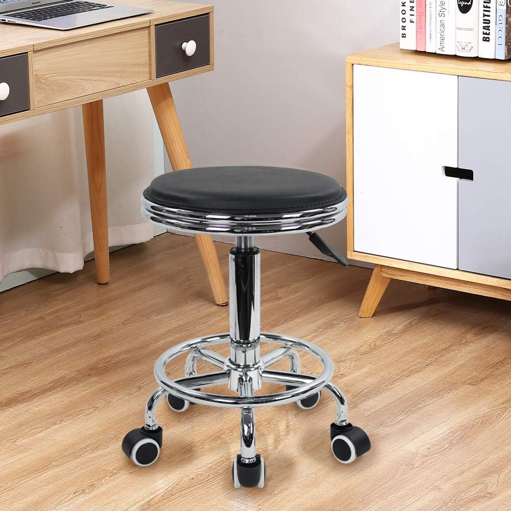 Round Rolling Stool with Foot  - đánh giá và giá Leatherwork Tattoo