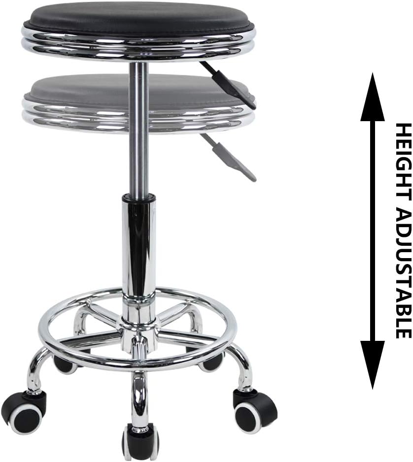 Round Rolling Stool with Foot  - đánh giá và giá Leatherwork Tattoo