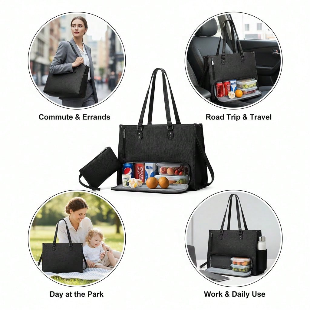 2-In-1 Women's Laptop Tote Bag - đánh giá và giá Leather Work Handbags