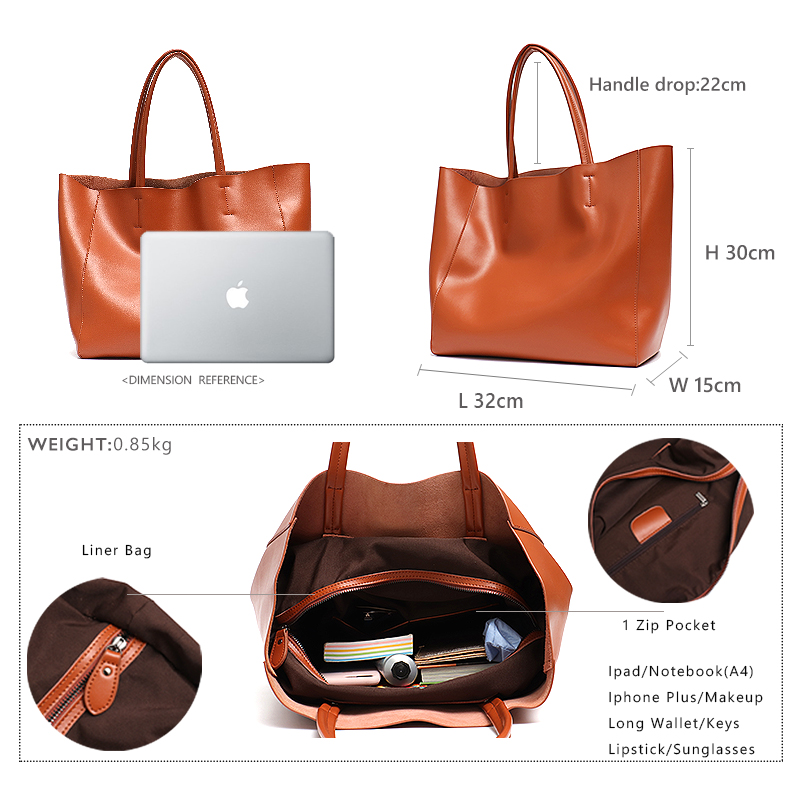 Minimalist Big Tote Bag Women  - đánh giá và giá Leather Work Handbags