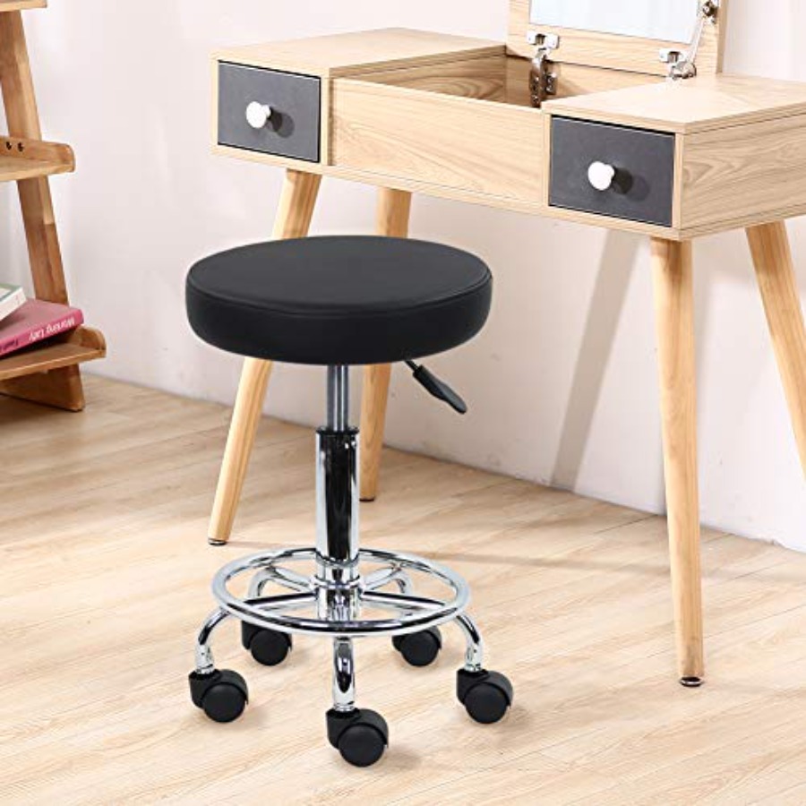 PU Leather Round Rolling Stool - đánh giá và giá Leatherwork Tattoo