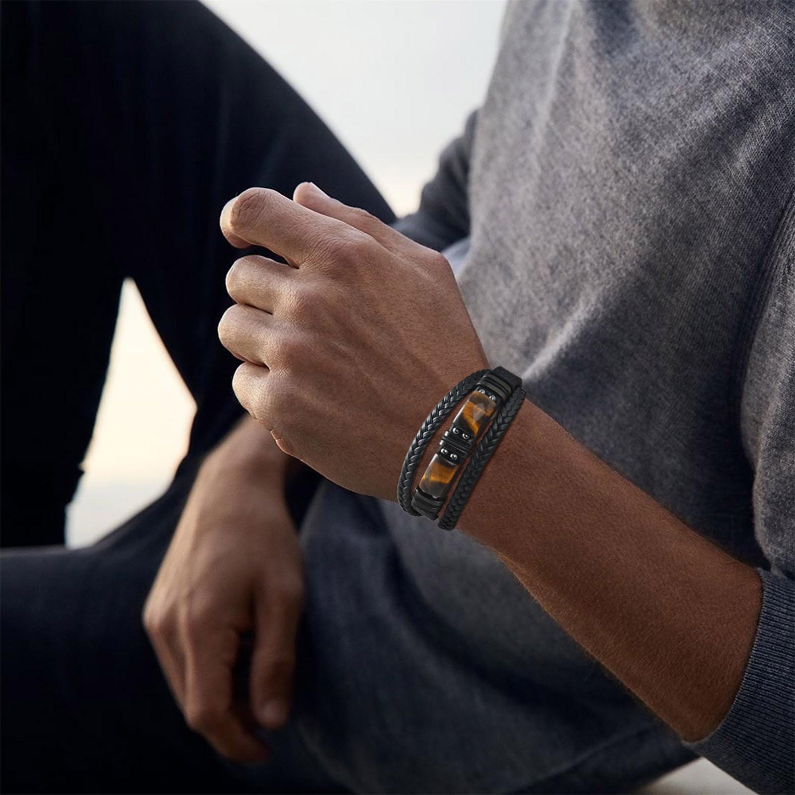 Men Braided Leather Bangle Tig - đánh giá và giá Leatherwork Jewelry
