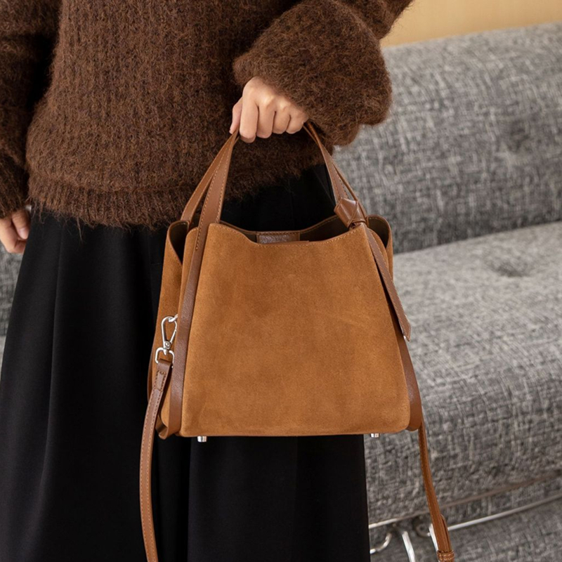 Burminsa Cowhide Suede Genuine - đánh giá và giá Leather Work Handbags