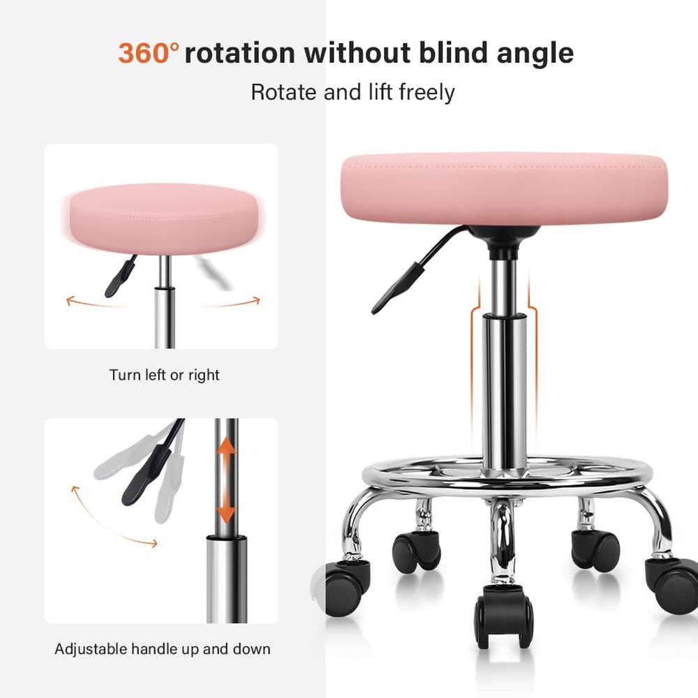 PU Leather Round Rolling Stool - đánh giá và giá Leatherwork Tattoo