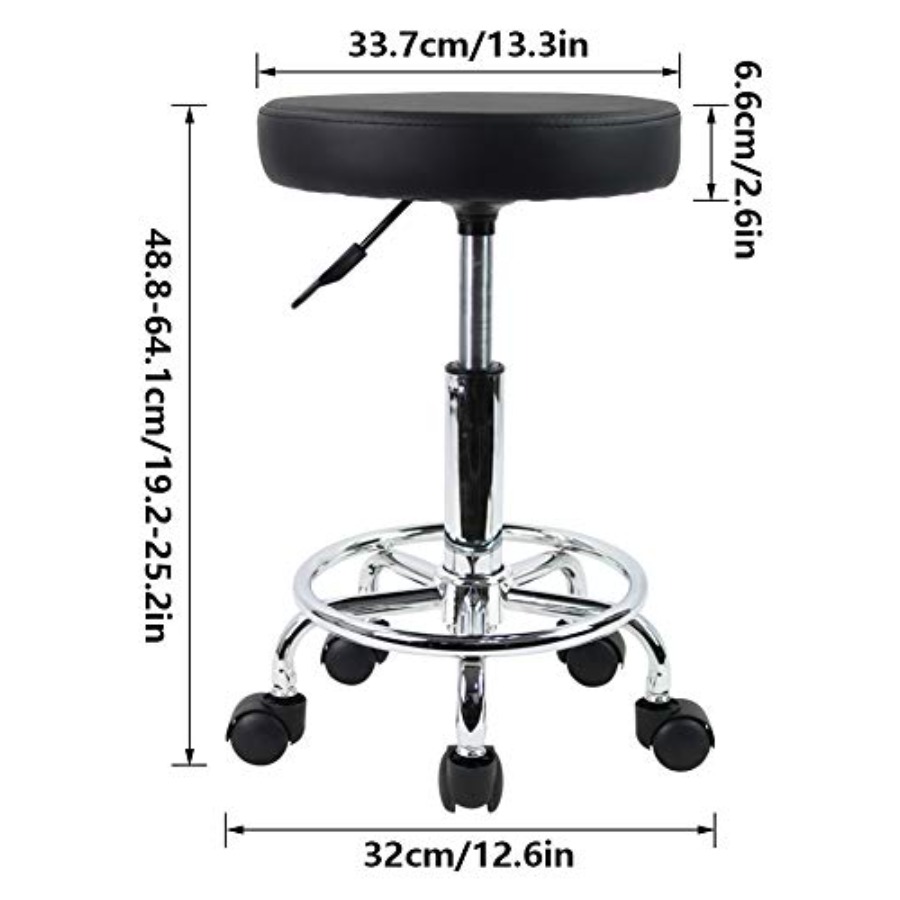 PU Leather Round Rolling Stool - đánh giá và giá Leatherwork Tattoo