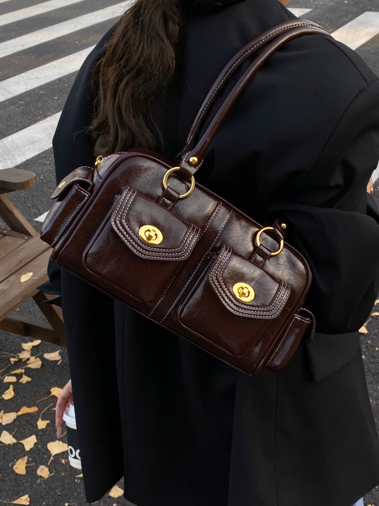 Retro Multi-ket Underarm Bag W - đánh giá và giá Leather Work Handbags