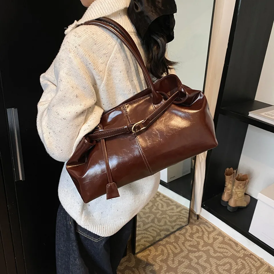 Winter Oil PU Leather Hobo Han - đánh giá và giá Leather Work Handbags