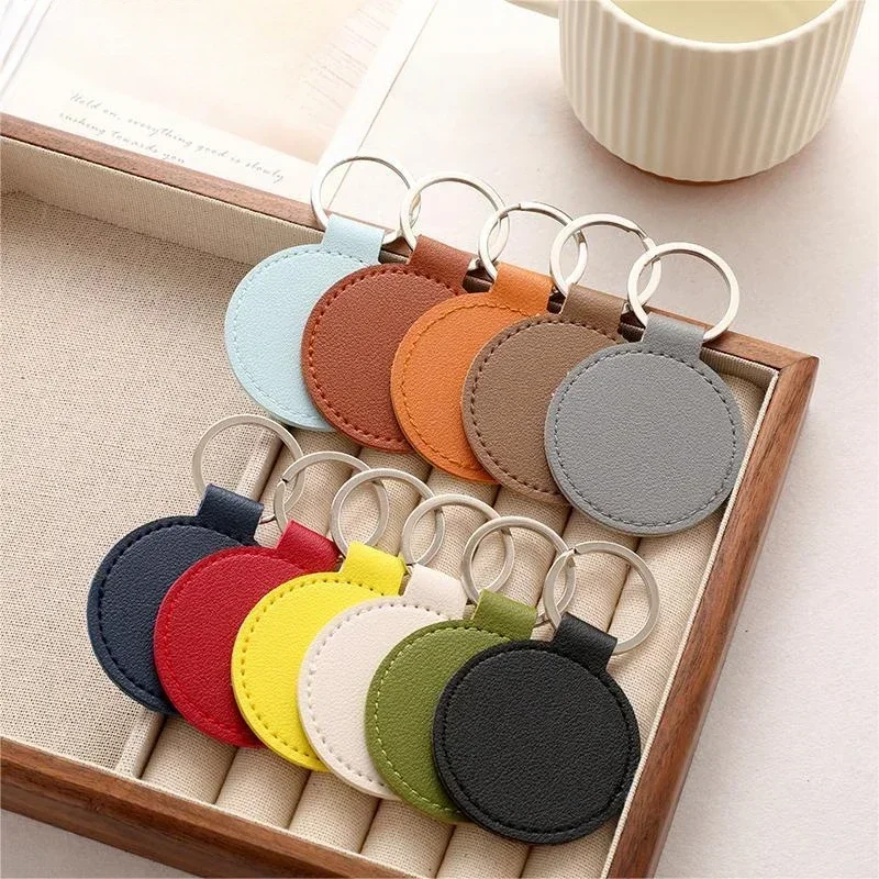 Laser Engrave Name Round PU Le - đánh giá và giá Leatherwork Keychain