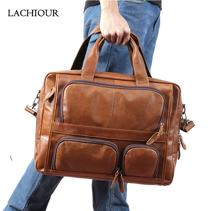 Lachiour 17 inch Laptop Bag Me - đánh giá và giá Leather Work Handbags
