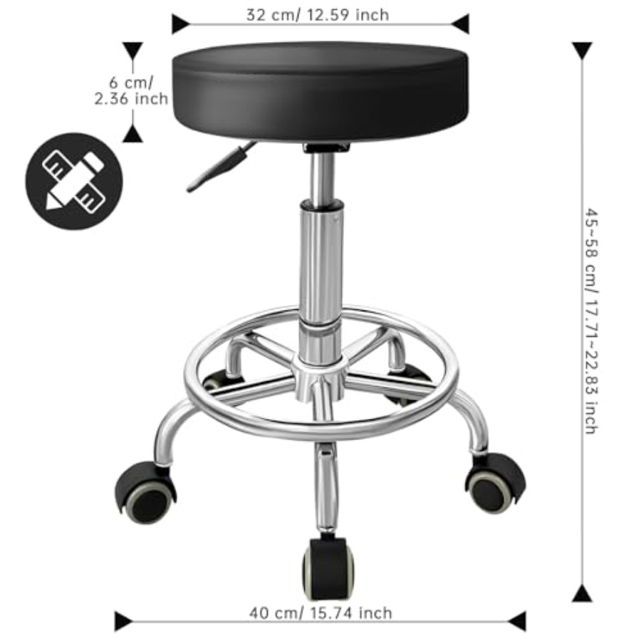 PU Leather Rolling Stool with  - đánh giá và giá Leatherwork Tattoo