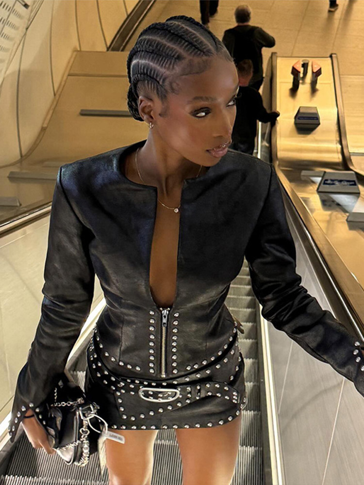 Y2k Leather Skirt Set Women Ri - đánh giá và giá Leatherwork Fasteners